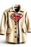 Placeholder: Men's Superman's Balenciaga overcoat Winter elegant inspired by Superman's emblem design beige tones with dual color on a white background, product catalog photography, soft spot lighting, depth of field, 4k –ar 3:5 –q 2