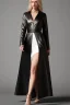 Placeholder: blonde woman, black leather gown