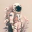 Placeholder: "floral astronaut" hand-drawn digital art, muted tones, flowers everywhere, REALISTIC, anime, 4k