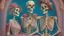 Placeholder: Famous Skeleton Couple Posing together wearing 1920's Hollywood Grandeur; Surreal, Intricately Detailed, Beautiful, Colorful, award-winning, high definition, ultra-detailed, beautiful, rose tones