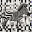 Placeholder: surreal fantastic zebra-like animal with hide in the pattern of a black-white crossword puzzle, by Naturo Hattori, by Tim Burton, surrealism, intricately detailed, matte alcohol oil paintings, complementary colors.