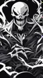 Placeholder: A close horror picture to Mix between Skeleton and venom symbiote and venom smile in solo leveling shadow art style