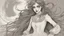 Placeholder: comic style, In the pallid moonlight, a peculiar girl appears - a vampire, her skin a haunting shade of spectral grey, as if she herself were wrought from the lonely heart of a forsaken moon. Cruel rubies are set into her eyes, glowing with ominous liveliness against her lifeless pallor. Blood, a sinister accompaniment to her form, the colour of garnet, seems to drip off her like a macabre jewel, casting a chilling aura of dangerous enchantment about her.