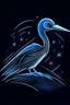 Placeholder: A sleek, silver Albatrosst with a single, neon fin, cruising through a starry night sky. Style: Art Deco, Mood: Mysterious and Glamorous, Lighting: Deep blue with neon highlights, T-shirt design graphic, vector, contour, white background.