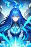 Placeholder: girl, masterpiece, best quality, cinematic lighting, detailed outfit, vibrant colors, perfect eyes, blue hair, long hair, blue eyes, blue fire magic, smile, angry,