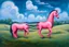 Placeholder: strange Big pink plastic horse.19th painting