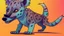 Placeholder: Cute chibi hyena dog chasing its own tail, cartoony, colorful, exaggerated, simplified, adorable