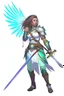 Placeholder: female aasimar barbarian with great sword dnd character