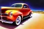 Placeholder: a true-to-life 1940 ford coupe, two-tone paintwork hotrod, classic hotrod wheels, pen and color marker, centered, intricate, extreme detailed, photorealism, center view, 1950s drive-in background, pivot on ford, painting by cheryl kelley