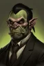 Placeholder: Portrait of a half-ogre well dressed, scars on his face