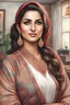 Placeholder: draw a realistic and decent pakistani housewife who is earning from home as a digital marketier.