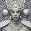 Placeholder: a close up of a woman with pearls on her head, art station front page, futuristic fashion clothing, personification of greed, hi - fructose art magazine, beautiful highly symmetric faces, bright white porcelain, interconnected human lifeforms, stylized portrait h 1280, justina blakeney, shot with Sony Alpha a9 Il and Sony FE 200-600mm f/5.6-6.3 G OSS lens, natural light, hyper realistic photograph, ultra detailed -ar 3:2 -q 2 -s 750