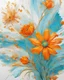 Placeholder: bright light and turquoise , gold and orange flower van Gough white background