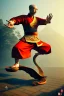 Placeholder: shaolin master ass kick vs yoga dragon, water, temple background, mist, trending on artstation, oil painting, game art