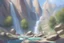 Placeholder: sunny day, rocks, waterfall, mountains, videogame influence of need for speed 4, anna boch impressionism paintings