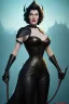 Placeholder: Ava Gardner as evil queen in black leather, busty, cleavage, curvy, angry, stern look. character design by cory loftis, fenghua zhong, ryohei hase, ismail inceoglu and ruan jia. unreal engine 5, artistic lighting, highly detailed, photorealistic, fantasy