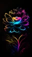 Placeholder: Stunning illustration of flower, glowing in the dark with sweetcolor neon light, centered on a black background, in the style of pop surrealist artist, fine art, illustration