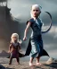 Placeholder: Daenerys Targaryen toddler, dragon, full body, dramatic lighting, angry, hyper realistic,