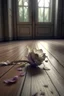 Placeholder: Wilted singular petal on wooden floor, window behind, camera, ignoring the flower, hd, realism, hdr, 4k, leica, fujifilm, dslr, cinematic