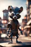 Placeholder: pen outline, gremlin alien badger wielding colts in fake western city ,bokeh like f/0.8, tilt-shift lens 8k, high detail, smooth render, down-light, unreal engine, prize winning