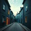 Placeholder: Fotografia di strada assurda e falsa orripilante blu weirdcore dai colori vivaci. Italy. Yves Tanguy. Non luogo falso, inusuale. Max Ernst. Le case sono false e dipinte di nero chiaro con cose stilizzate e dettagli. Ci sono finestrelle false quadrate, che danno un senso distopico e molto surreale, disposte in modo casuale. L'atmosfera generale sembra noiosa e onirica, con un contrasto tra elementi reali ed elementi dipinti falsi, René Magritte, oddest things
