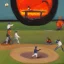 Placeholder: An impressionist painting of a baseball game being played in a teacup which is floating on black and orange glowing lava. The players are lizard men.