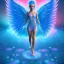 Placeholder: Angel crystalline, blue,pink , cosmic, opalescent, gemstones, crystals, other worldly,water,bright, ice background, snow lake blue