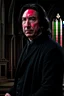 Placeholder: I want a picture that 's more realistic , more Professor Snape , with a high level of horror , and I want Hogwarts behind him .