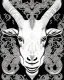 Placeholder: I want a goat head in vector black and white white background