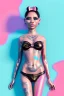 Placeholder: Ultra Realistic image, woman with muppet bikini dress, portrait, normal complexion, natural small busty, traditional big Japanese tattoo, two muppet bows hair ,black eye long liner, inflatable, gold pink and blue style, spray line glow make up, geometric led jewelry, fog, hot, inflatable style latex coat, vibrant color, highly detailed, art stations, concept art, smooth, unreal engine 5, god rays, ray tracing, RTX, lumen lighting, ultra detail, volumetric lighting.