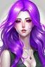 Placeholder: beautiful woman with green eyes and long purple hair anime realistic