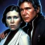 Placeholder: old carrie fisher embracing harrison ford, waist up portrait, photorealistic faces, intricate, oil on canvas, masterpiece, expert, insanely detailed, 4k resolution, cinematic smooth, intricate detail , soft smooth lighting, soft pastel colors,