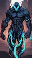 Placeholder: Mix between venom symbiote and Reaper in solo leveling shadow style with neon glowing blue