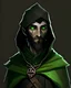 Placeholder: Bronin is a younger wood elf. He is very stoic. He has slightly tanned skin. He has a black beard. His left eye is gone and is replaced with a green sphere that glows a bright green. He wears very basic black robes. His black hood goes over his head. He has a black cape. His left arm has a green spiraling tattoo and a black arm wrap around his hand and forearm. his right arm is missing and has been replaced with a wooden prosthetic. The arm looks like the branch of a tree.