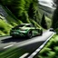 Placeholder: A mercedes Benz AMG GT R going uphill on a twisting narrow mountain road