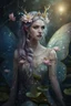 Placeholder: Pink dress,Sparkling fairy wings,Very long golden hair,Fairy crown,pointed ears,elven ears,fairy wings,water lilies,sparkling,glittering,flowers,blossoms,golden crown,light pink dress