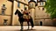 Placeholder: king on his horse in the castle courtyard