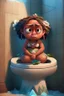 Placeholder: Moana sitting on a toilet