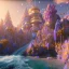 Placeholder: blue gold and violet landscape with multicolored crystals falling from the sky, full of details, smooth, bright sunshine，soft light atmosphere, light effect，vaporwave colorful, concept art, smooth, extremely sharp detail, finely tuned detail, ultra high definition, 8 k, unreal engine 5, ultra sharp focus