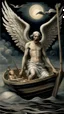 Placeholder: Charon in his boat wearing crying angel