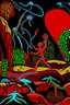 Placeholder: STICK MAN CAVE PAINTING in the style of Hiroshi Nagai