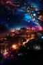 Placeholder: Roma City buildings at night in Abstract Fluid, Galaxy nebula
