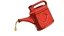 Placeholder: antique red oil-can with handle and spout tilted slightly with a drip of oil at the end, vector illustration