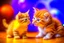 Placeholder: a fluffy orange kitten makes friends with a cute gray mouse on Valentine's day, happy vibe studio lighting fantastic view colourful very cute Lisa Frank richard scarry