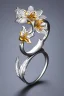 Placeholder: White gold tiger lily flower ring خلفية بيضاء