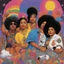 Placeholder: women of hip hop [physchedelic album cover illustration colourful 3 feet high and rising, de la soul (1989)] Salt and pepper, Shay, Queen Latifah, Roxanna chanté