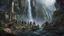 Placeholder: Zombies falling down a 3.000 feet high waterfall. fantasy setting, horror. exquisite realism, a masterpiece, fantasy concept art, dynamic lighting, hyperdetailed, intricately detailed, deep color, Unreal Engine, volumetric lighting, Epic cinematic brilliant stunning intricate meticulously detailed dramatic atmospheric maximalist digital matte painting