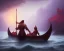 Placeholder: sango fantasy, fantasy magic, intricate, sharp focus, illustration, highly detailed, digital painting, concept art, matte, Greek mythology Charon ferryman in boat on river styx, sharp jagged rocks, red purple blue colours, red hot lava river