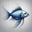 Placeholder: super thin silver fish with blue whiskers and fins in copperplate art style