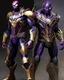 Placeholder: The combination of spider man and Thanos A brave warrior with a battle suit made of leather and robotic metal